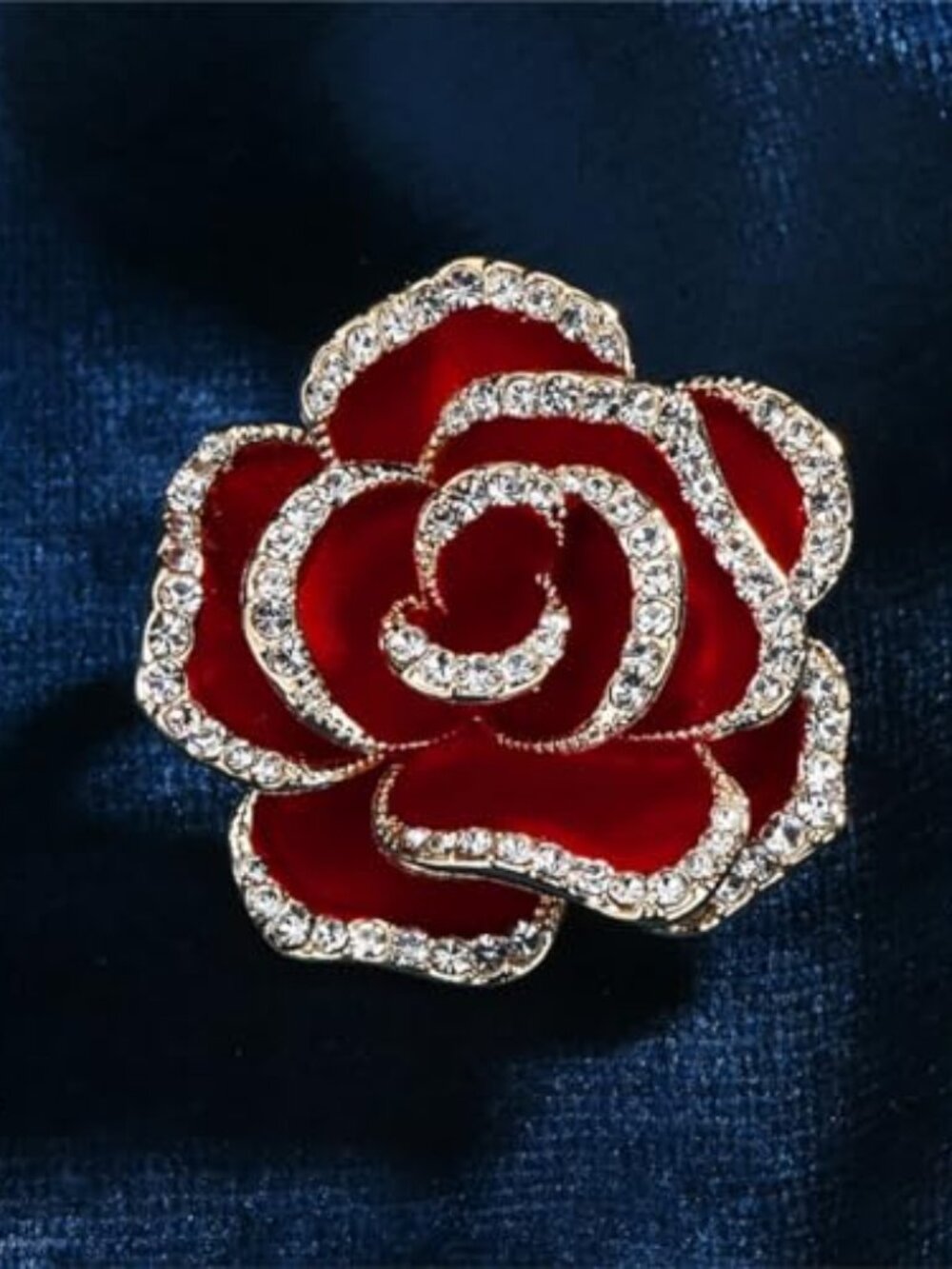 Crystal Rhinestone Red Flower Camellia Pin Brooch - Ladies' Fashion Clothing‎